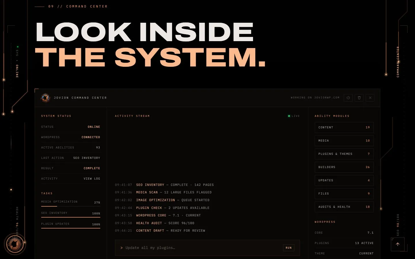 JOVION — Command center, on jovionwp.com