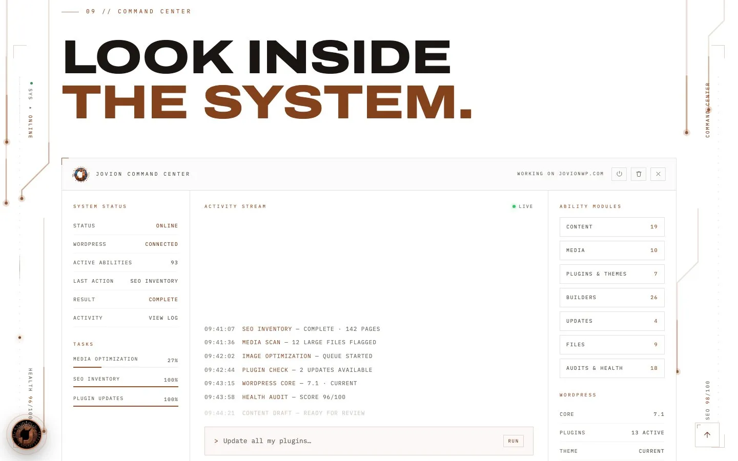 JOVION — Command center, on jovionwp.com