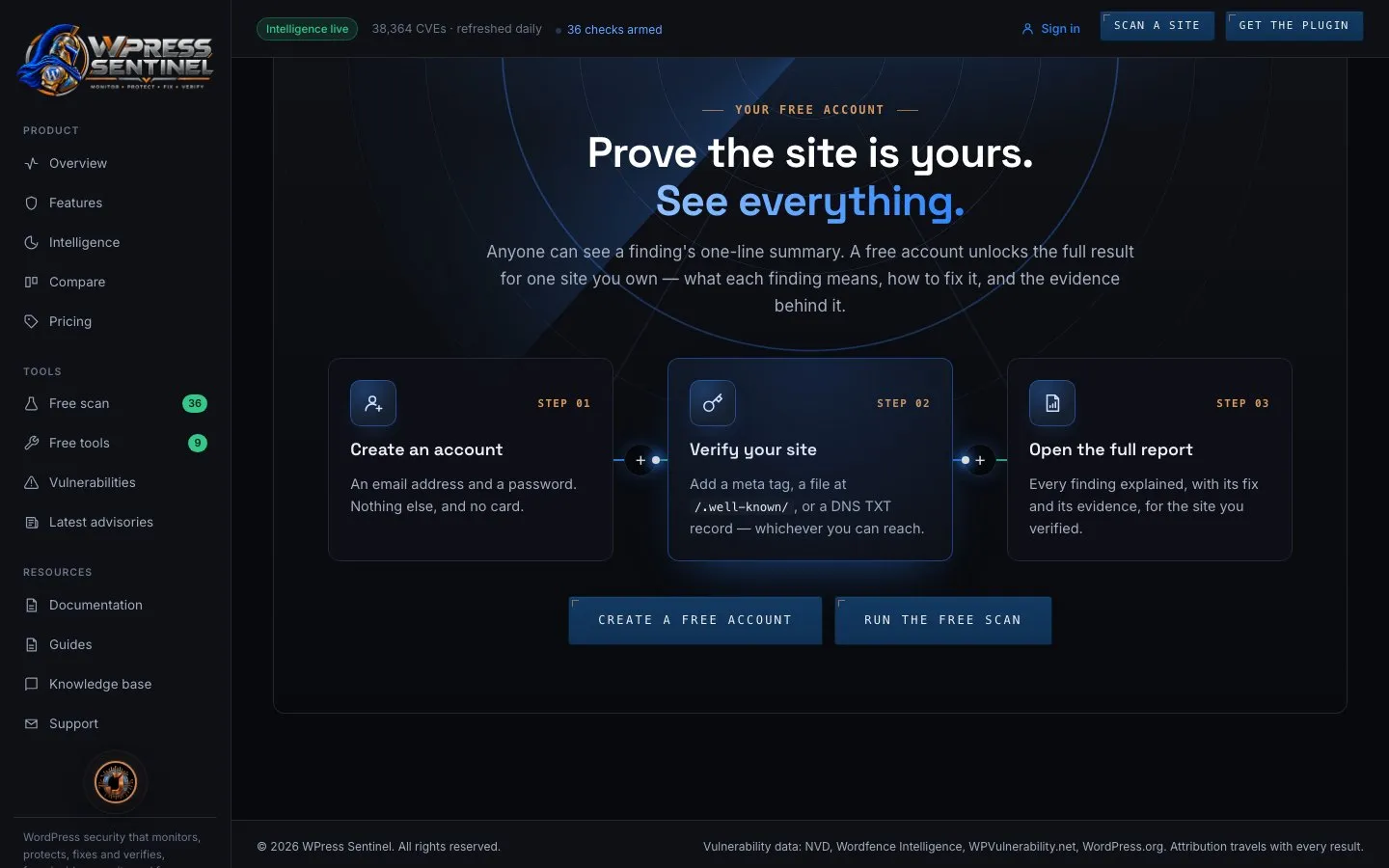 WPress Sentinel — Free account, on presssentinel.com